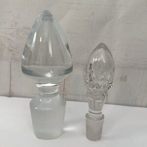 Vintage Clear Glass Bottle Stoppers Decanter Bulbous Lids